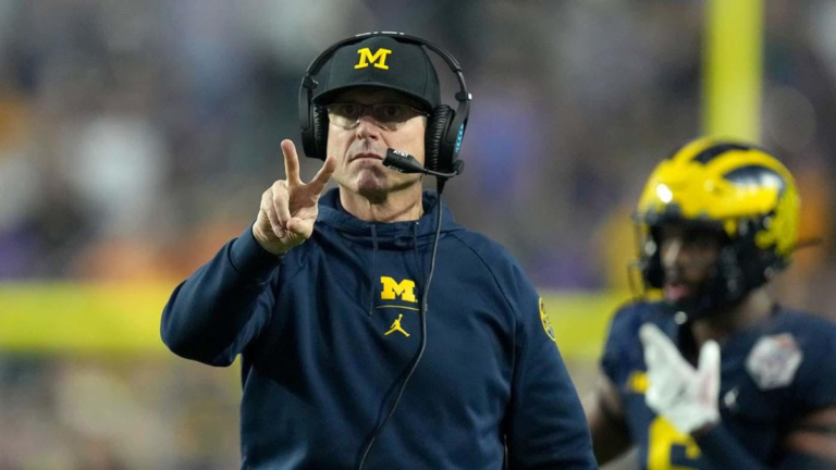 Panthers discuss job with Jim Harbaugh: Michigan coach talks vacant position with Carolina owner, per report