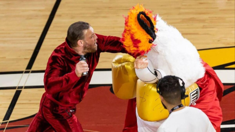 Heat coach Erik Spoelstra praises mascot Burnie’s ‘toughness’ for taking punches from UFC star Conor McGregor