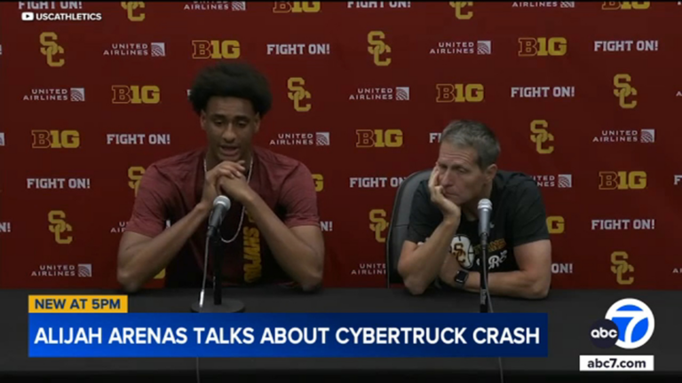 USC basketball’s Alijah Arenas speaks about Cybertruck crash