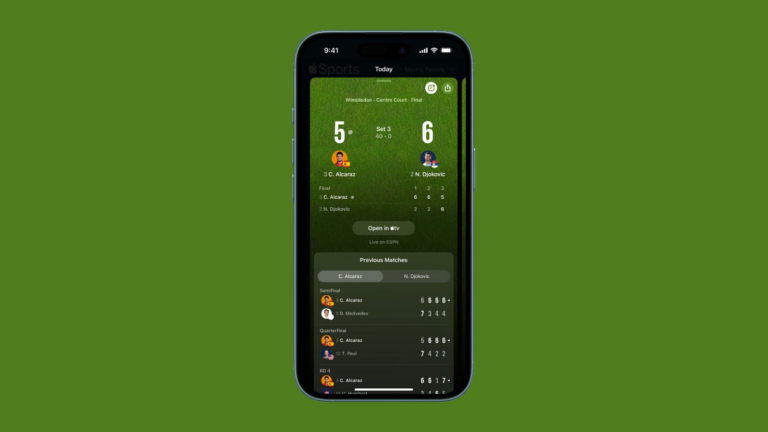 Apple Sports App Updated With Tennis Scores and More