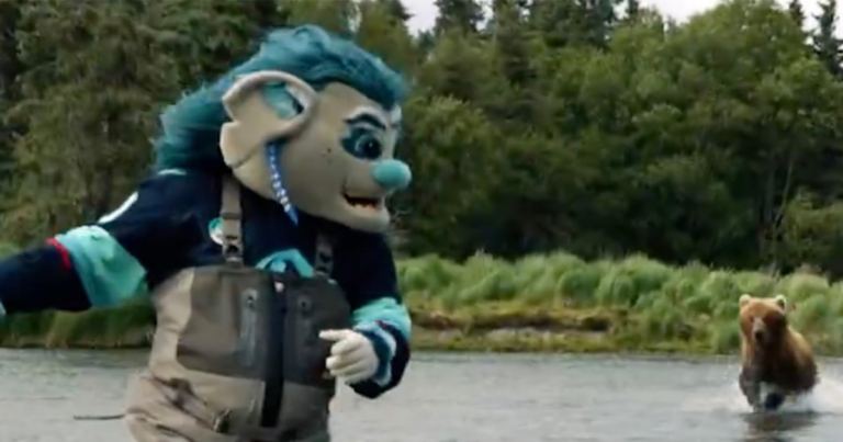 Camera Captures Moment a Bear Chases NHL Mascot