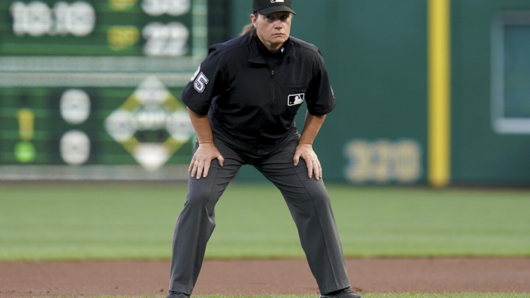 Jen Pawol, MLB’s first female umpire, is back in the big leagues working the Pirates-Rockies series