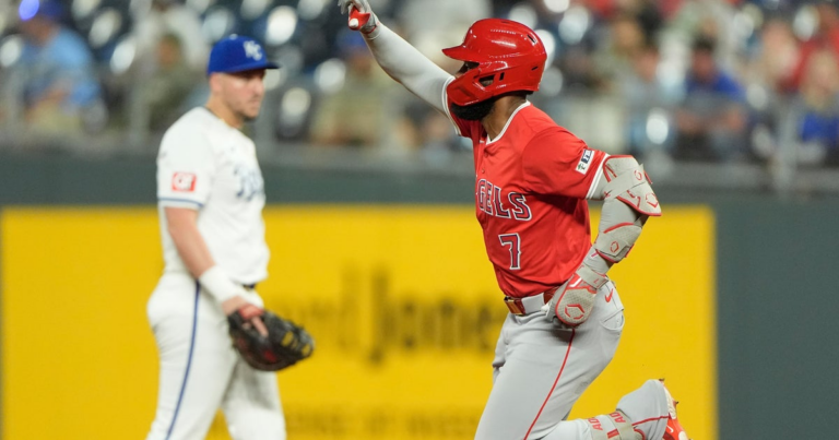 Farris wins MLB debut and Adell hits 2-run homer as Angels beat Royals 5-1