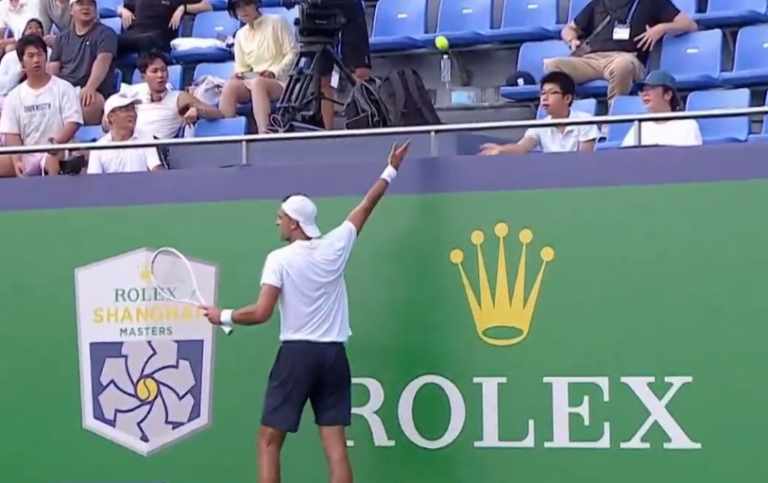 Shanghai Masters: Bizarre Scenes Unfold as Fan Nearly Escapes Being Hit by a Tennis Racket