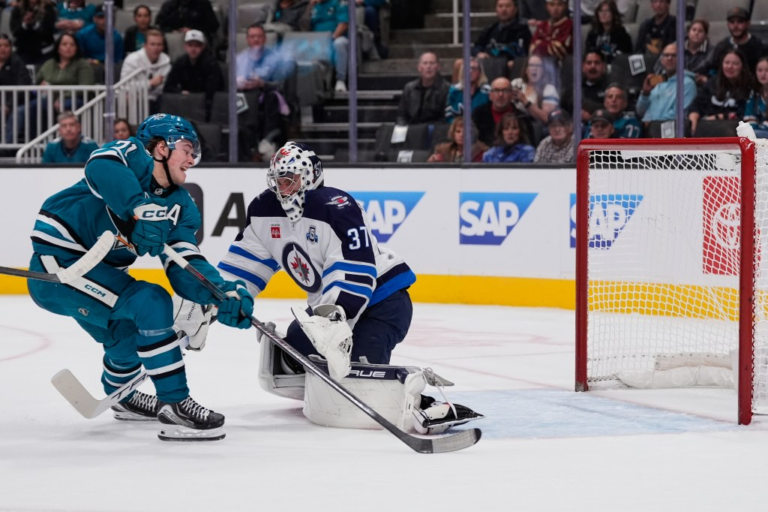 Macklin Celebrini scores, as San Jose Sharks beat Winnipeg Jets