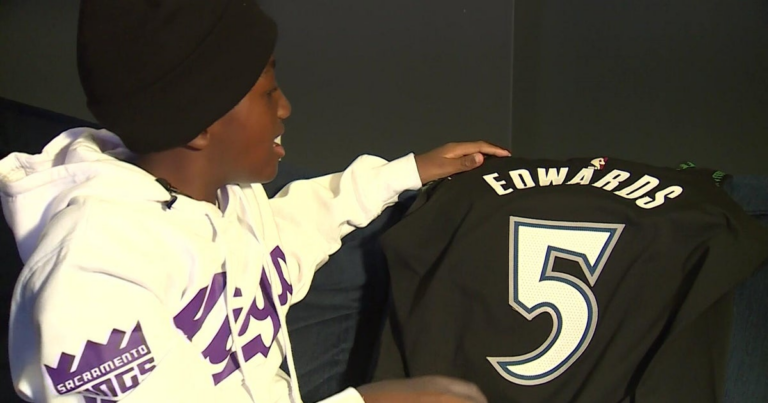 Young Sacramento Kings fan with NBA-dreams gifted Anthony Edwards jersey post-game