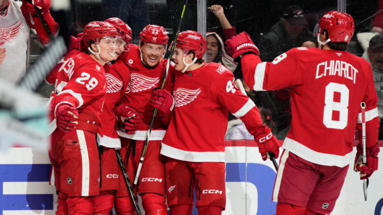 Red Wings rookie Nate Danielson has goal and assist for first NHL points in 4-2 win over Kraken