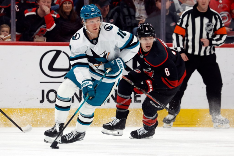 Macklin Celebrini helps San Jose Sharks upset Carolina Hurricanes