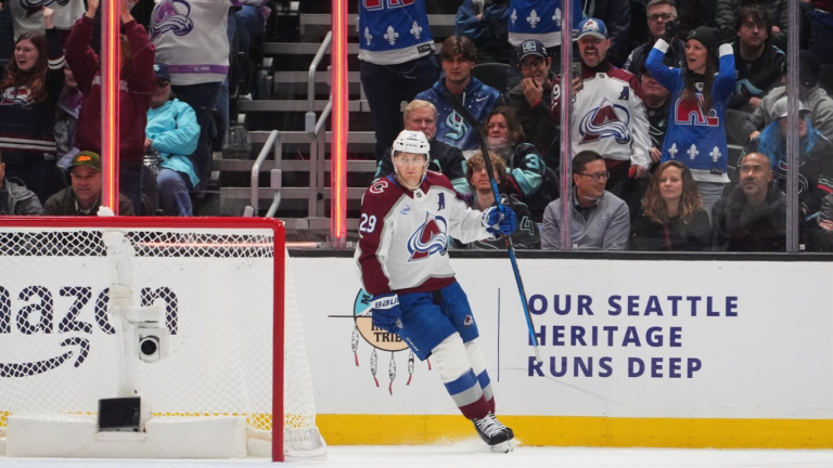 MacKinnon has two goals and an assist as Avalanche beat Kraken 5-3