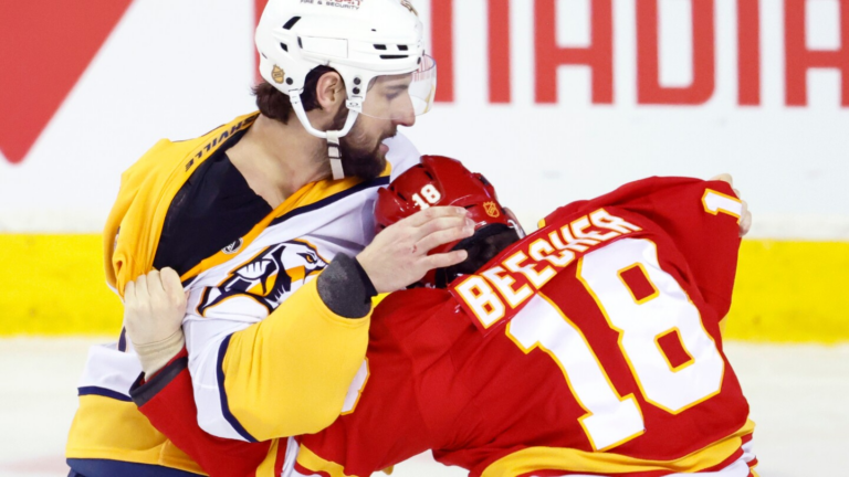 Nicolas Hague breaks tie with 28 seconds left, Predators beat Flames 4-3