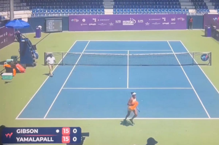Tennis players run for cover after bees invade stadium in wild scene