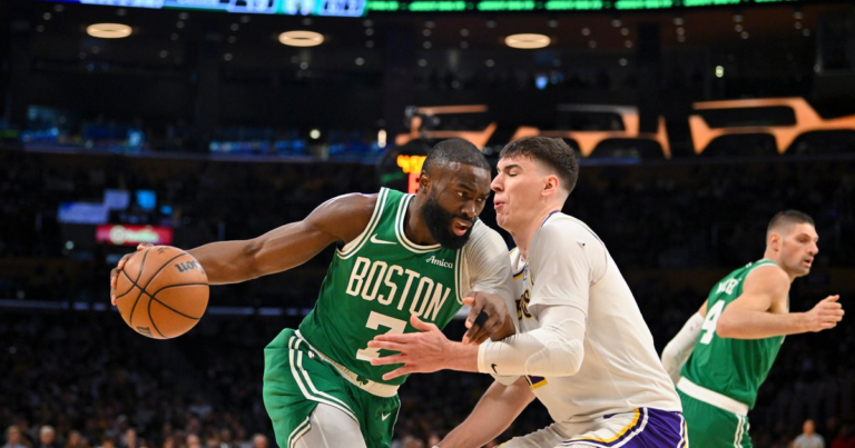 Jaylen Brown, Payton Pritchard lead Celtics past Lakers 111-89 for a season sweep