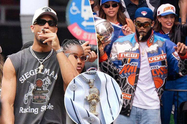 The story behind Josh Hart and Karl-Anthony Towns’ matching diamond-covered Knicks parade necklaces